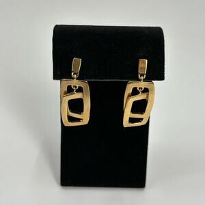 Kenneth Cole double rectangle gold earrings